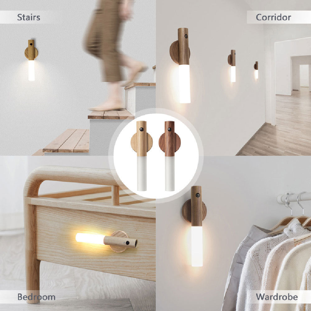 USB Wireless Magnetic Wood Night Cabinet Lamp