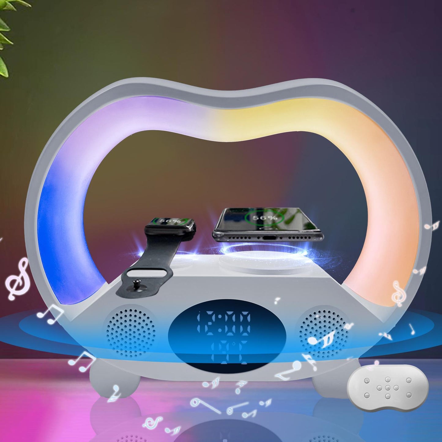 15W 6-In-1 Wireless Charging Night Light Speaker