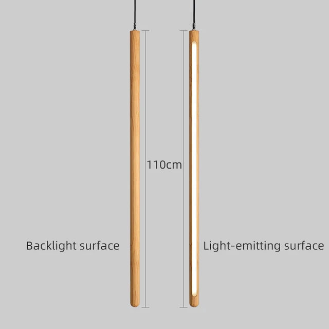 Nordic Style Led Long Strip Solid Wood Pendant Lights Bedroom Bedside Hanging Lamp Fashion Design Living Room Ceiling Lights