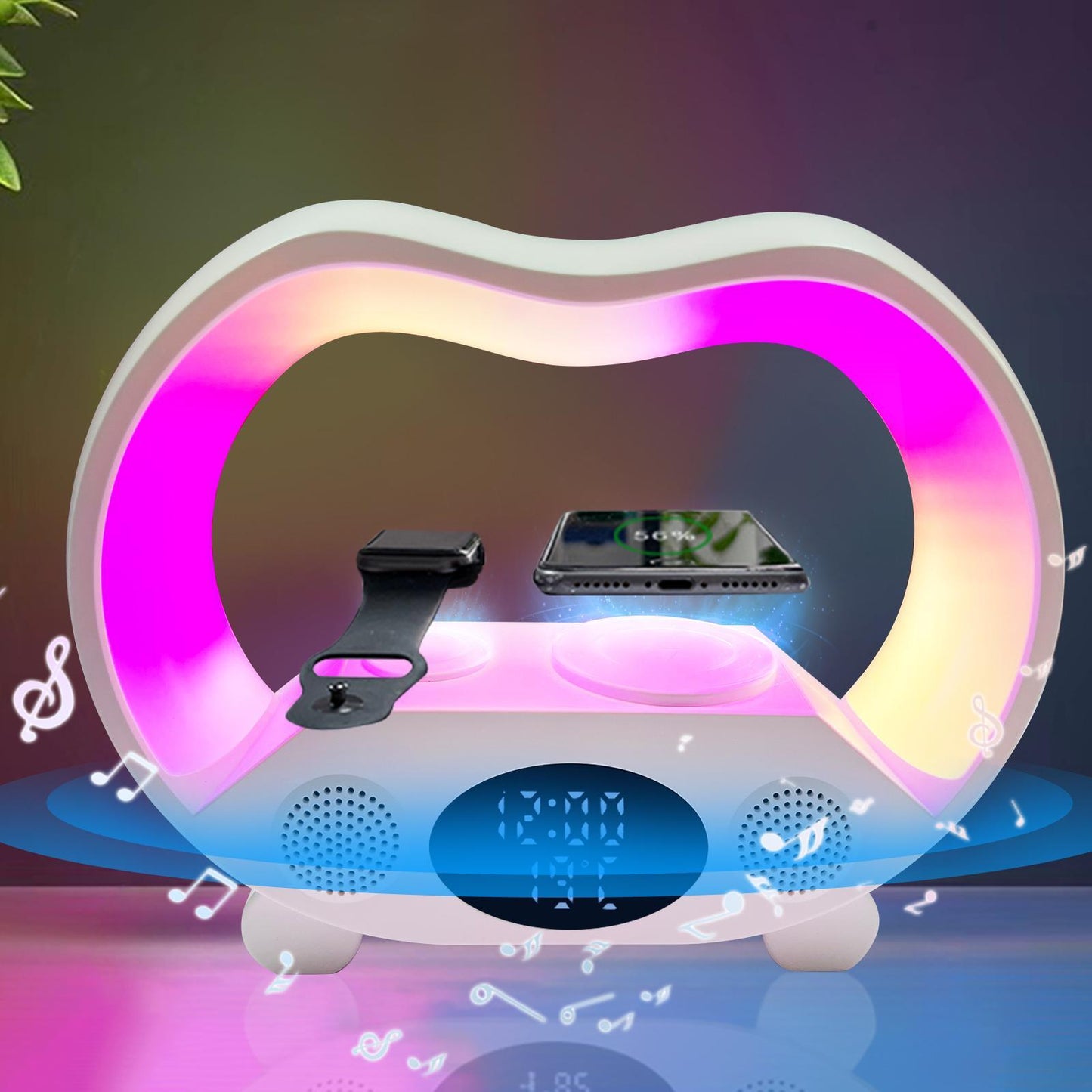 15W 6-In-1 Wireless Charging Night Light Speaker