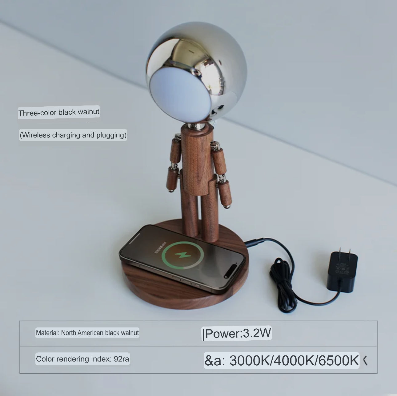 Creative Moon Standing Wood Lamp Robot Table Lamp Touch Atmosphere Light