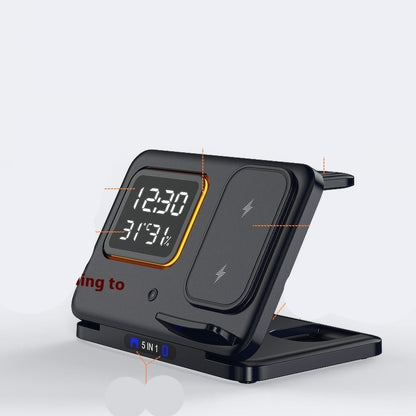 5-In-1 LED Digital Alarm Wireless Clock Stand