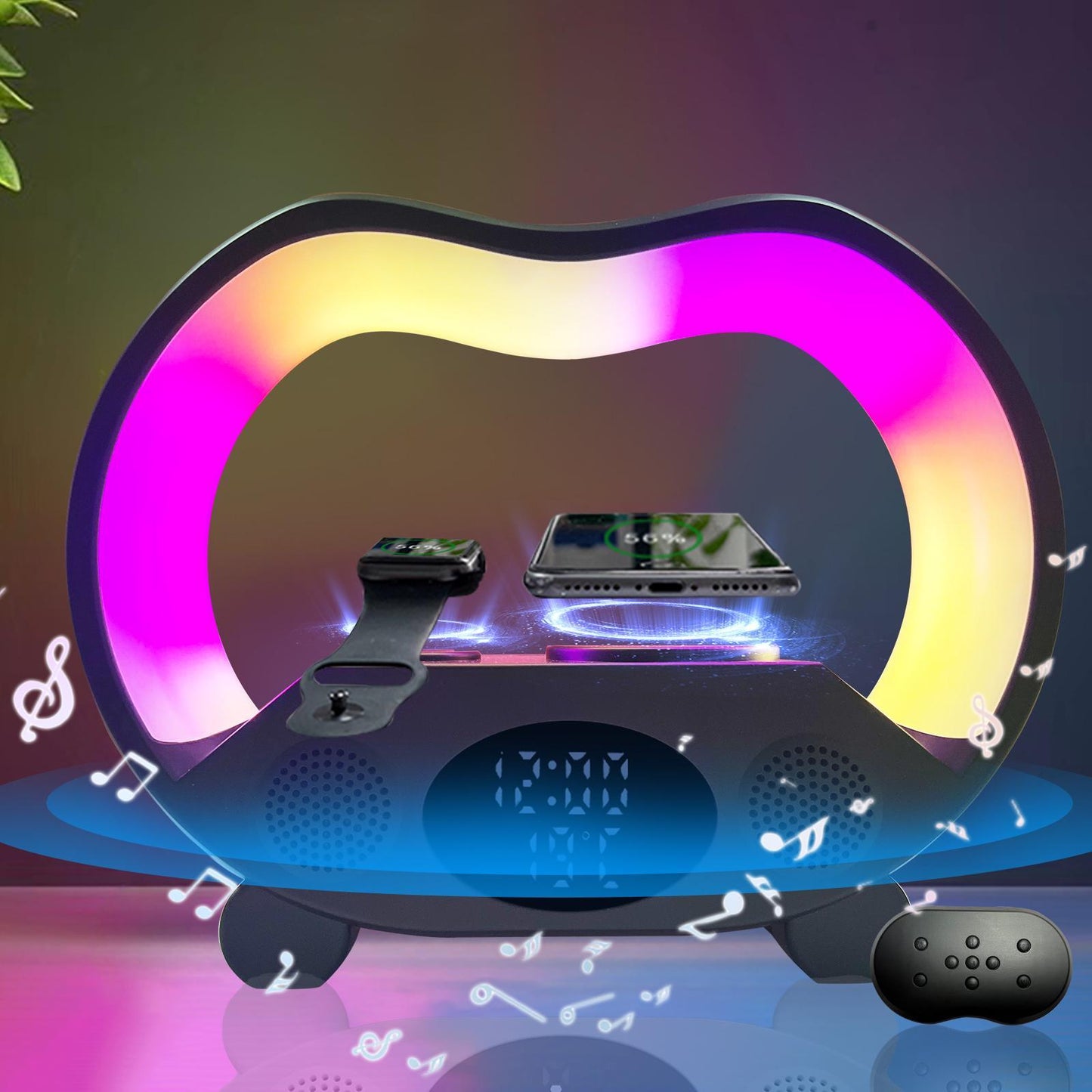 15W 6-In-1 Wireless Charging Night Light Speaker