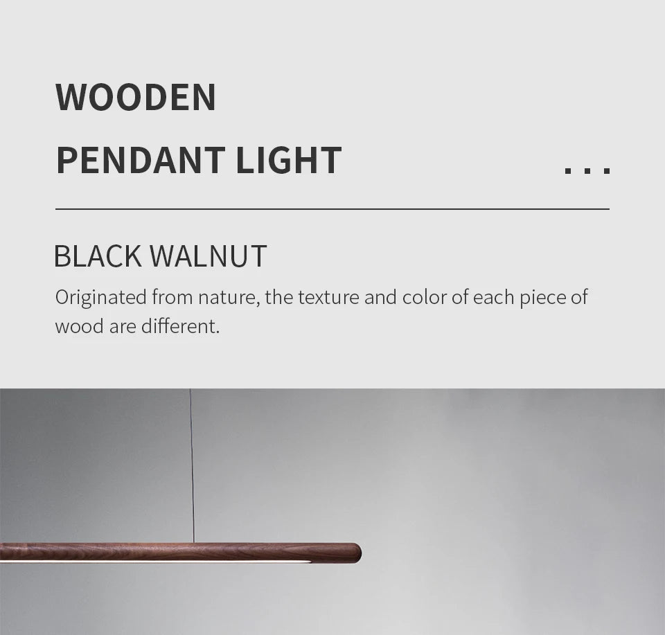 Nordic Solid Wood LED Pendant Lamp Bedroom Kitchen Light Hanging Circular Long Strip Modern Lights for Living Dining Room