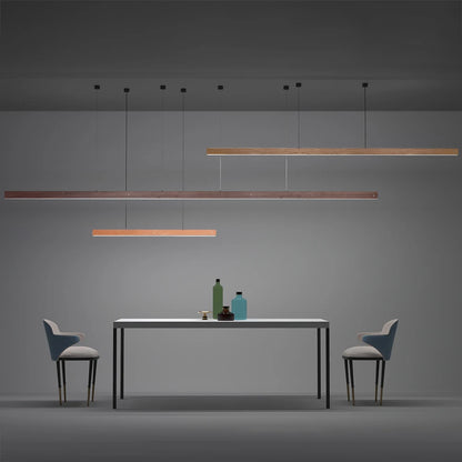 Customized 3m Length Solid Wood LED long Hang Lamp industrial style office bar Kitchen living room Alloy Pendant Light