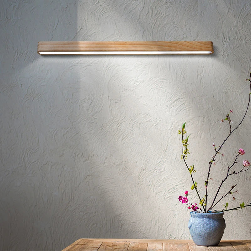 Solid Wood LED Wall Lamp Modern Black Walnut Finland Pine Living Room Bedroom Restaurant Hotel Japan Style Lighting