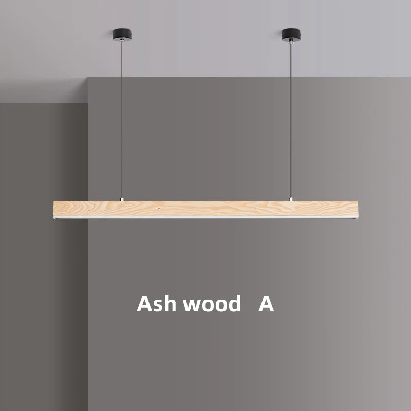 Customized 3m Length Solid Wood LED long Hang Lamp industrial style office bar Kitchen living room Alloy Pendant Light