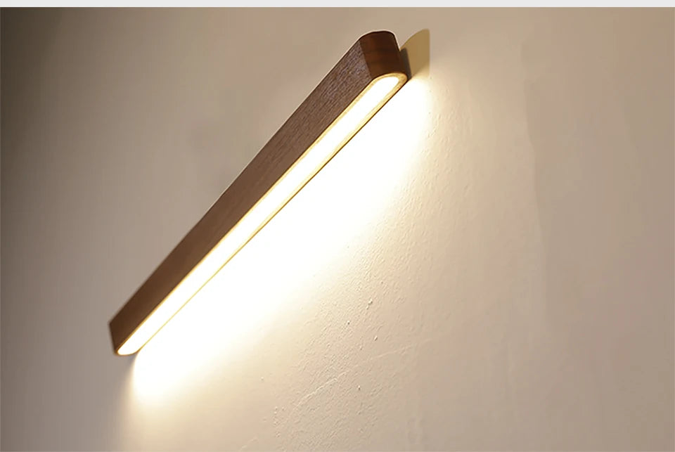 Solid Wood LED Wall Lamp Modern Black Walnut Finland Pine Living Room Bedroom Restaurant Hotel Japan Style Lighting
