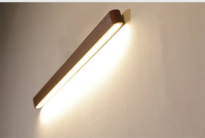 Solid Wood LED Wall Lamp Modern Black Walnut Finland Pine Living Room Bedroom Restaurant Hotel Japan Style Lighting
