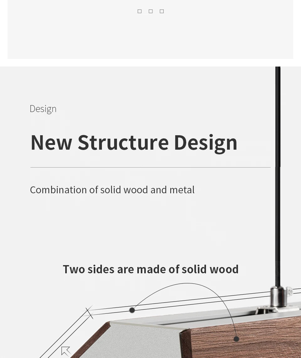 Wooden Pendant Light LED Large Wide Surface Alloy Pendant Lamp Long Strip Lighting Trapezoidal Design for Bar Kitchen Diningroom