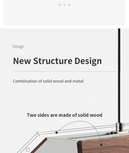 Wooden Pendant Light LED Large Wide Surface Alloy Pendant Lamp Long Strip Lighting Trapezoidal Design for Bar Kitchen Diningroom