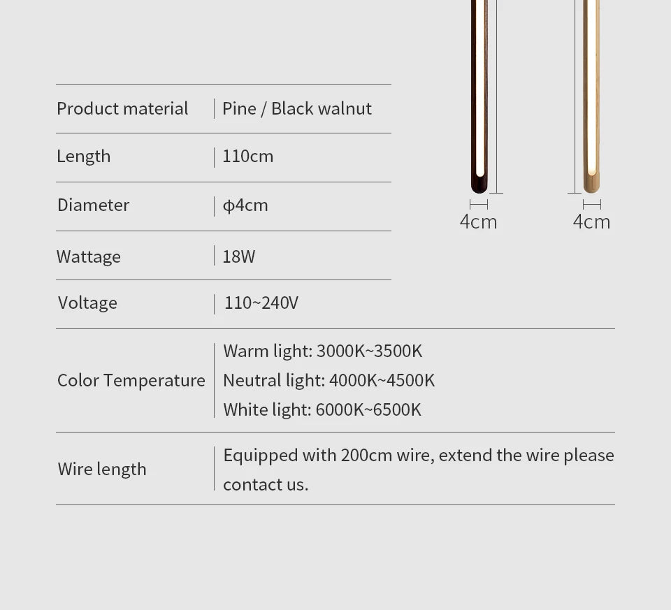 Nordic Style Led Long Strip Solid Wood Pendant Lights Bedroom Bedside Hanging Lamp Fashion Design Living Room Ceiling Lights
