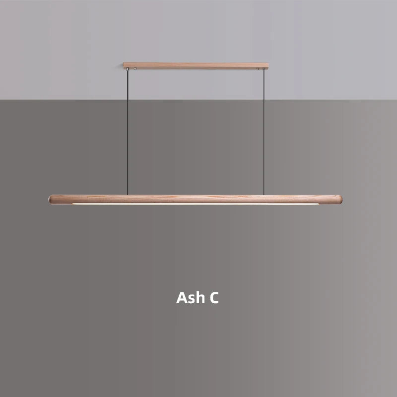 Nordic Solid Wood LED Pendant Lamp Bedroom Kitchen Light Hanging Circular Long Strip Modern Lights for Living Dining Room