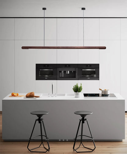 Nordic Solid Wood LED Pendant Lamp Bedroom Kitchen Light Hanging Circular Long Strip Modern Lights for Living Dining Room