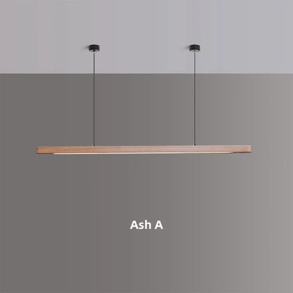 Nordic Wood LED Pendant Lights Modern Oval Long Strip Ceiling Lamp for Restaurant Bar Office Kitchen Dining Living Room