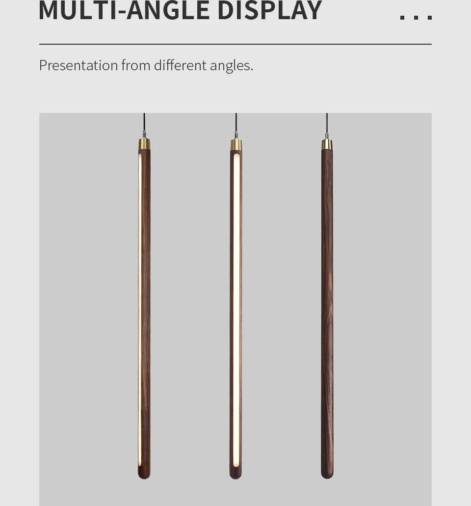 Nordic Style Led Long Strip Solid Wood Pendant Lights Bedroom Bedside Hanging Lamp Fashion Design Living Room Ceiling Lights