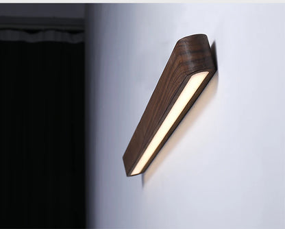 Solid Wood LED Wall Lamp Modern Black Walnut Finland Pine Living Room Bedroom Restaurant Hotel Japan Style Lighting