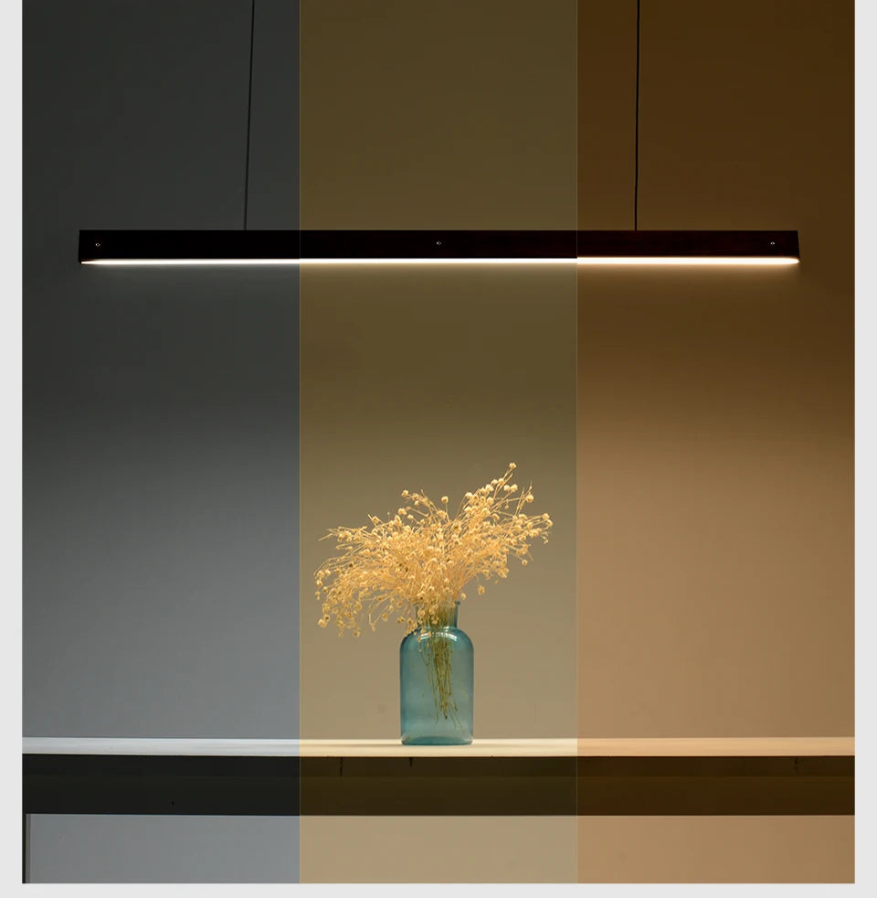 Customized 3m Length Solid Wood LED long Hang Lamp industrial style office bar Kitchen living room Alloy Pendant Light