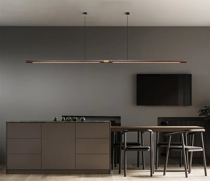 220cm Extended Luxury Modern LED Solid Wood Pendant Lights Long Strip Hang lamp Dining Room Nordic Black Walnut Pendant Lamps
