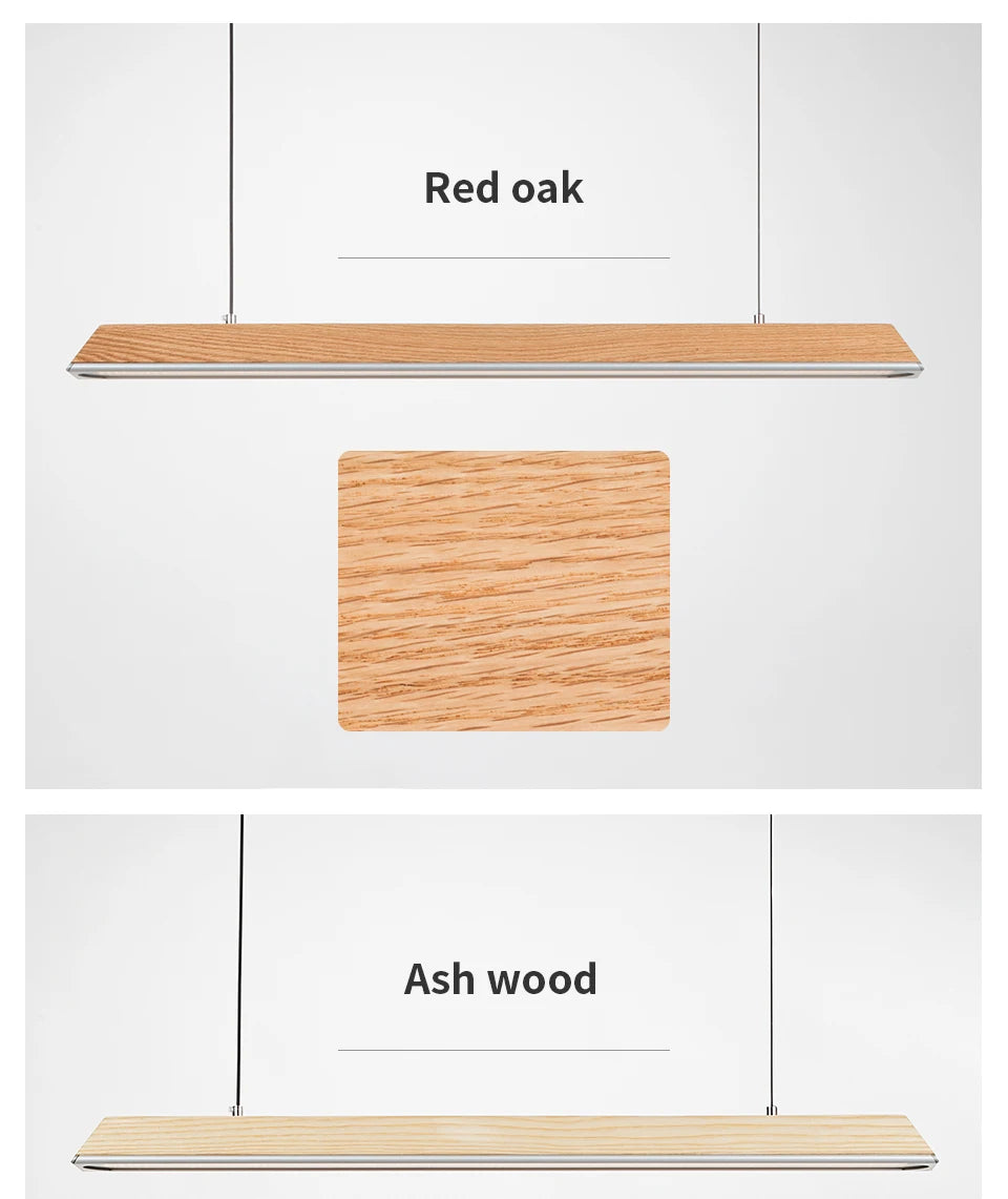 Wooden Pendant Light LED Large Wide Surface Alloy Pendant Lamp Long Strip Lighting Trapezoidal Design for Bar Kitchen Diningroom