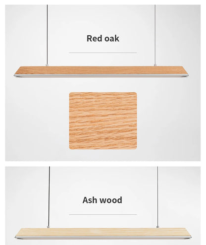 Wooden Pendant Light LED Large Wide Surface Alloy Pendant Lamp Long Strip Lighting Trapezoidal Design for Bar Kitchen Diningroom