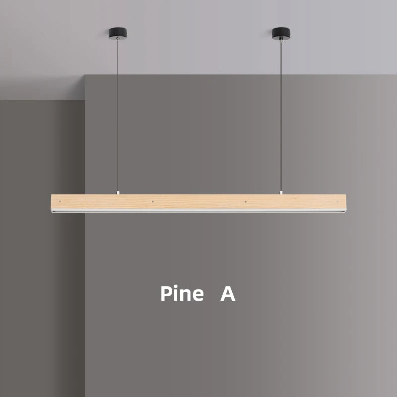Customized 3m Length Solid Wood LED long Hang Lamp industrial style office bar Kitchen living room Alloy Pendant Light