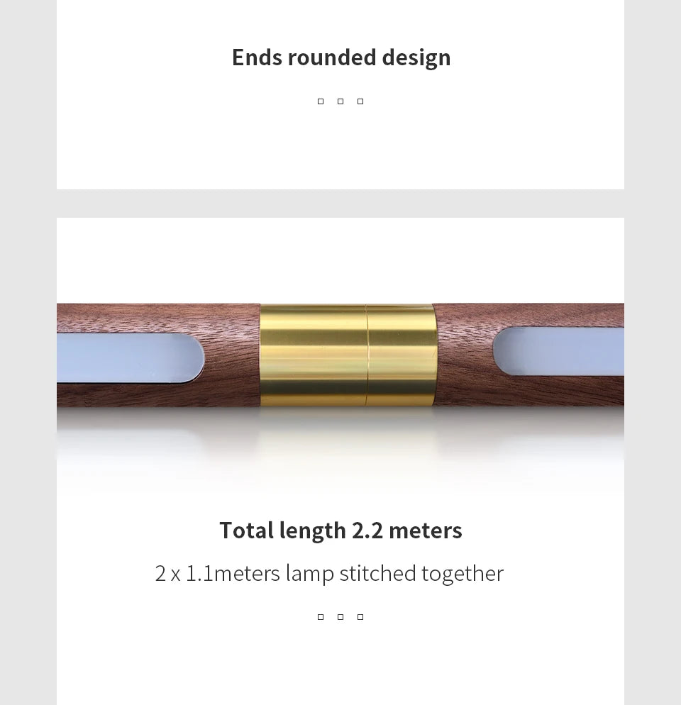 220cm Extended Luxury Modern LED Solid Wood Pendant Lights Long Strip Hang lamp Dining Room Nordic Black Walnut Pendant Lamps