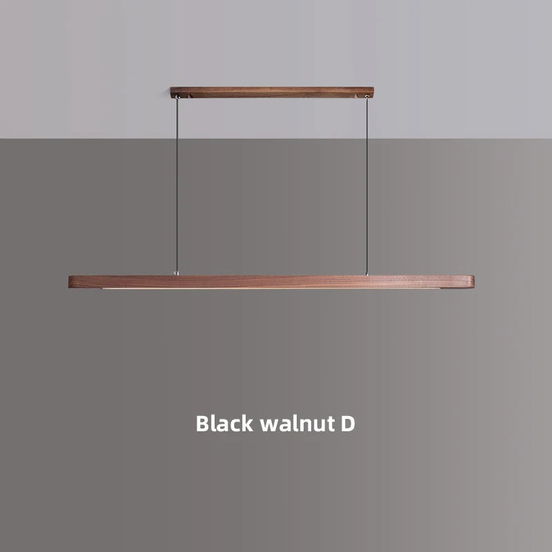 Nordic Wood LED Pendant Lights Modern Oval Long Strip Ceiling Lamp for Restaurant Bar Office Kitchen Dining Living Room