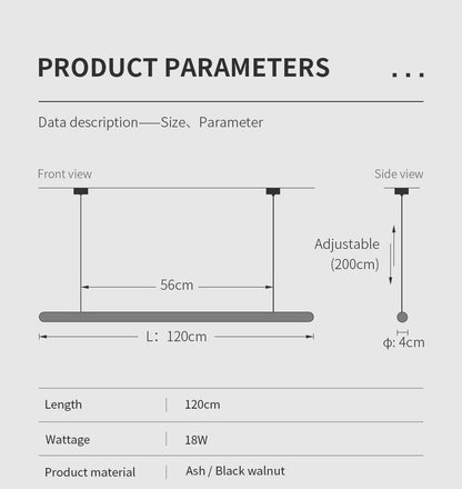 Nordic Solid Wood LED Pendant Lamp Bedroom Kitchen Light Hanging Circular Long Strip Modern Lights for Living Dining Room