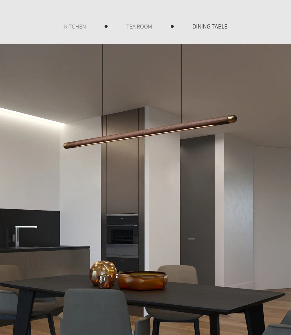 Modern Copper Circular Corner Design Pendant Lights Restaurant Office Dining Room Nordic Style Black Walnut LED Pendant Lamps