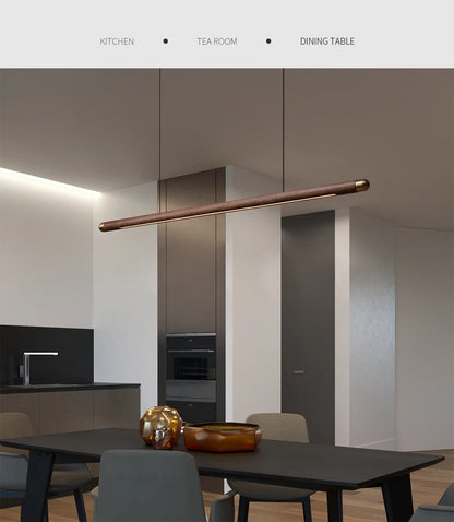 Modern Copper Circular Corner Design Pendant Lights Restaurant Office Dining Room Nordic Style Black Walnut LED Pendant Lamps