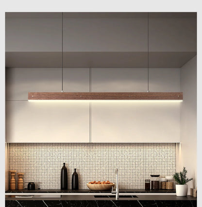Customized 3m Length Solid Wood LED long Hang Lamp industrial style office bar Kitchen living room Alloy Pendant Light