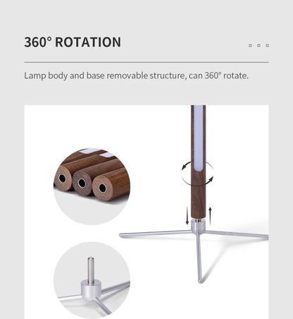 LED Wooden Standing Floor Lamp Modern Simple Design Solid Wood Art Decor Atmosphere light 360° adjustable portable Ambient lamps