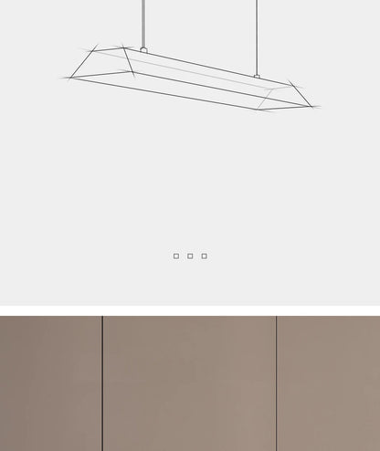 Wooden Pendant Light LED Large Wide Surface Alloy Pendant Lamp Long Strip Lighting Trapezoidal Design for Bar Kitchen Diningroom