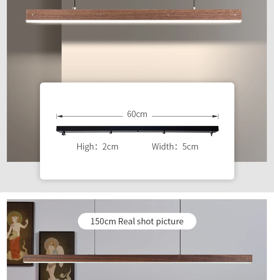 Customized 3m Length Solid Wood LED long Hang Lamp industrial style office bar Kitchen living room Alloy Pendant Light