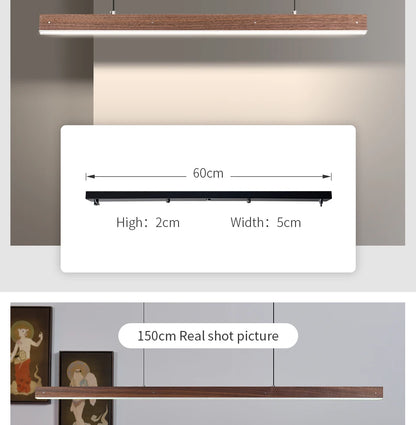 Customized 3m Length Solid Wood LED long Hang Lamp industrial style office bar Kitchen living room Alloy Pendant Light