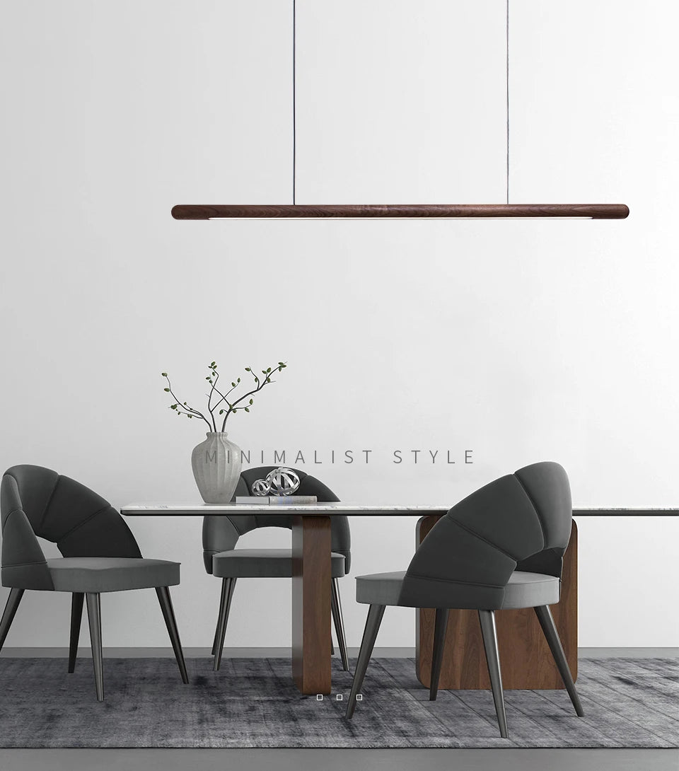 Nordic Solid Wood LED Pendant Lamp Bedroom Kitchen Light Hanging Circular Long Strip Modern Lights for Living Dining Room