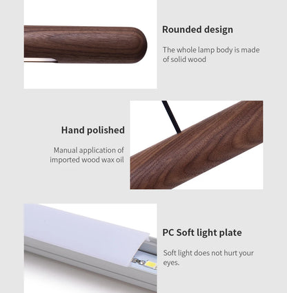 Nordic Solid Wood LED Pendant Lamp Bedroom Kitchen Light Hanging Circular Long Strip Modern Lights for Living Dining Room