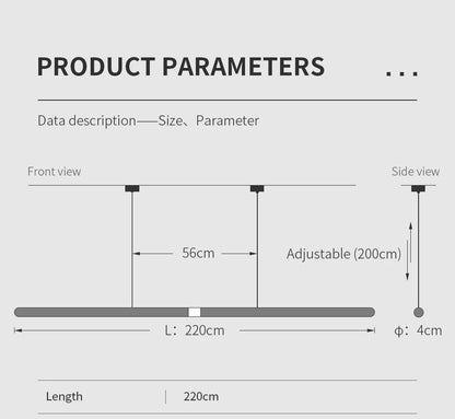 220cm Extended Luxury Modern LED Solid Wood Pendant Lights Long Strip Hang lamp Dining Room Nordic Black Walnut Pendant Lamps