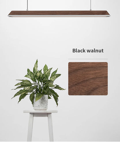 Wooden Pendant Light LED Large Wide Surface Alloy Pendant Lamp Long Strip Lighting Trapezoidal Design for Bar Kitchen Diningroom
