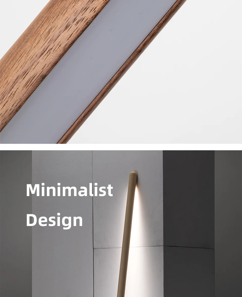 Nordic Black Walnut European Ash Stay Against Wall Floor Lamp Design Bedroom Bedside Living Room Sofa LED Atmosphere Lamp