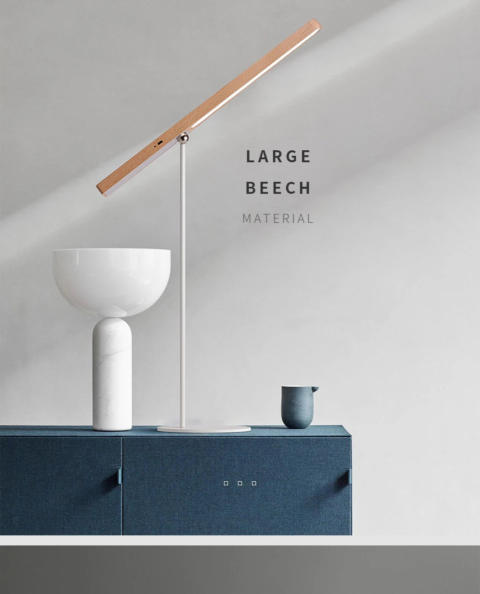 Noble Wood Table Lamp 360° Rotating USB Cable Charging Portable with Magnet Reading Lamps for Bedroom Living Room LED Desk Light