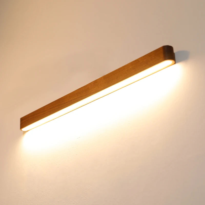 Solid Wood LED Wall Lamp Modern Black Walnut Finland Pine Living Room Bedroom Restaurant Hotel Japan Style Lighting
