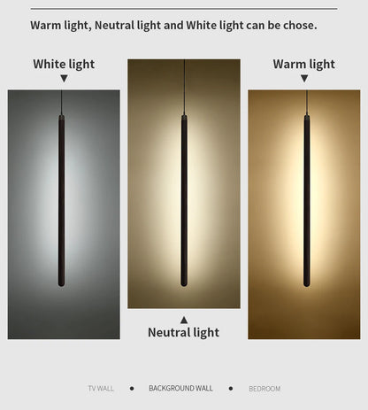 Nordic Style Led Long Strip Solid Wood Pendant Lights Bedroom Bedside Hanging Lamp Fashion Design Living Room Ceiling Lights