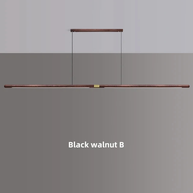 220cm Extended Luxury Modern LED Solid Wood Pendant Lights Long Strip Hang lamp Dining Room Nordic Black Walnut Pendant Lamps