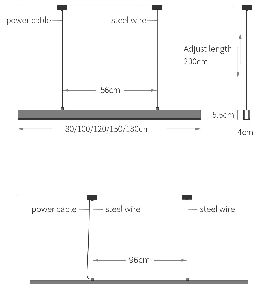 Customized 3m Length Solid Wood LED long Hang Lamp industrial style office bar Kitchen living room Alloy Pendant Light