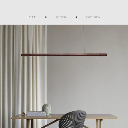 Nordic Solid Wood LED Pendant Lamp Bedroom Kitchen Light Hanging Circular Long Strip Modern Lights for Living Dining Room