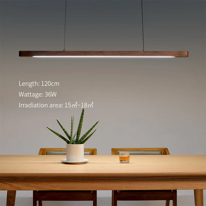 Nordic Wood LED Pendant Lights Modern Oval Long Strip Ceiling Lamp for Restaurant Bar Office Kitchen Dining Living Room