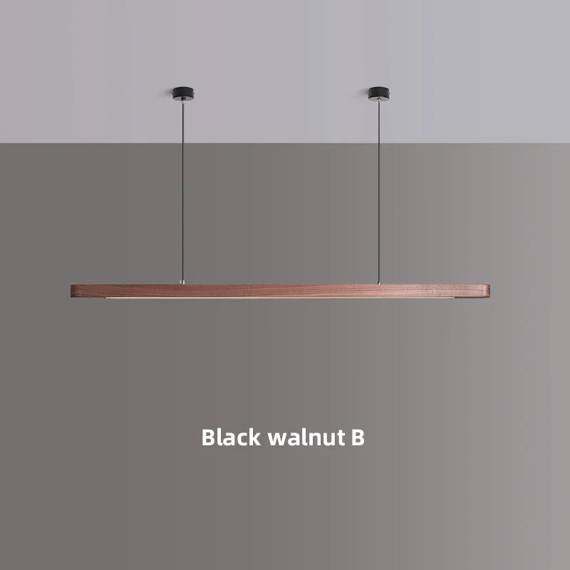 Nordic Wood LED Pendant Lights Modern Oval Long Strip Ceiling Lamp for Restaurant Bar Office Kitchen Dining Living Room
