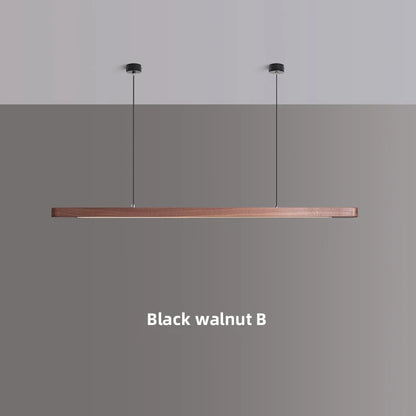 Nordic Wood LED Pendant Lights Modern Oval Long Strip Ceiling Lamp for Restaurant Bar Office Kitchen Dining Living Room